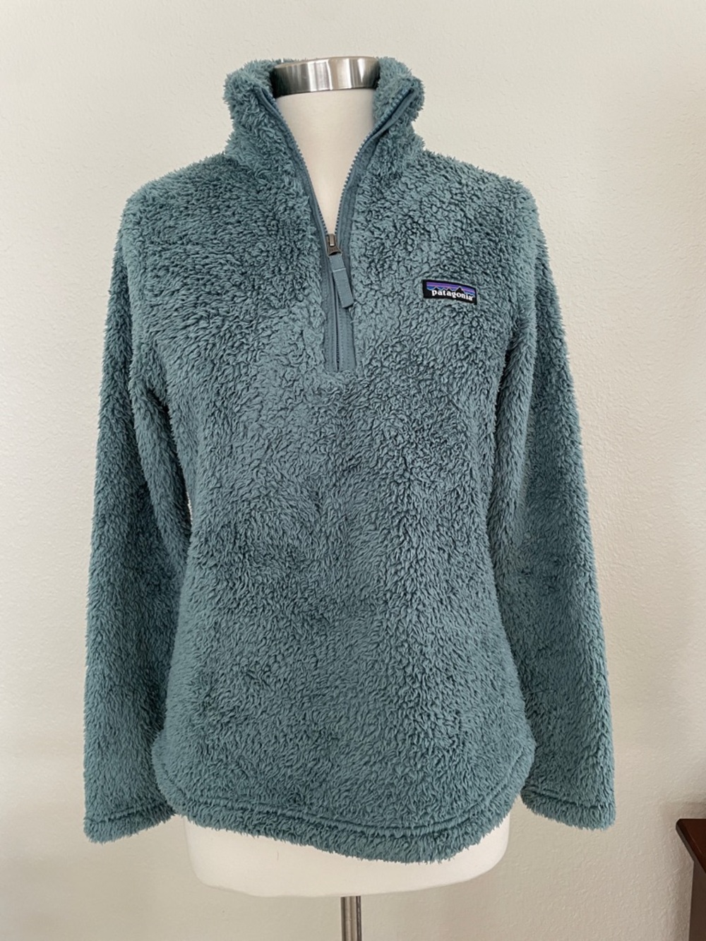Patagonia Women's Teal Plush Quarter-Zip Teddy Jacket